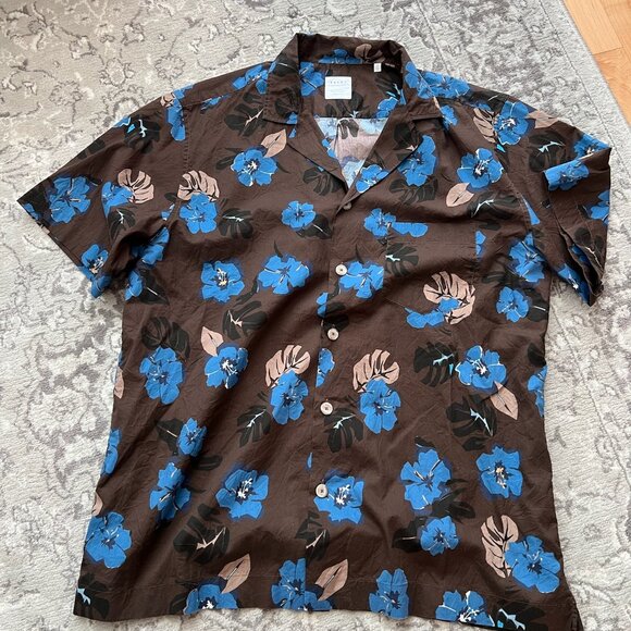 Xacus Mens Tropical Cotton Short Sleeve Button Down Shirt - Picture 1 of 1